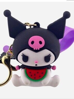 Kuromi Watermelon Keychain Set with Strap - BRAND NEW!